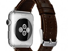 Curea iUni compatibila cu Apple Watch 1/2/3/4/5/6/7, 42mm, Vintage, Piele, Dark Coffee